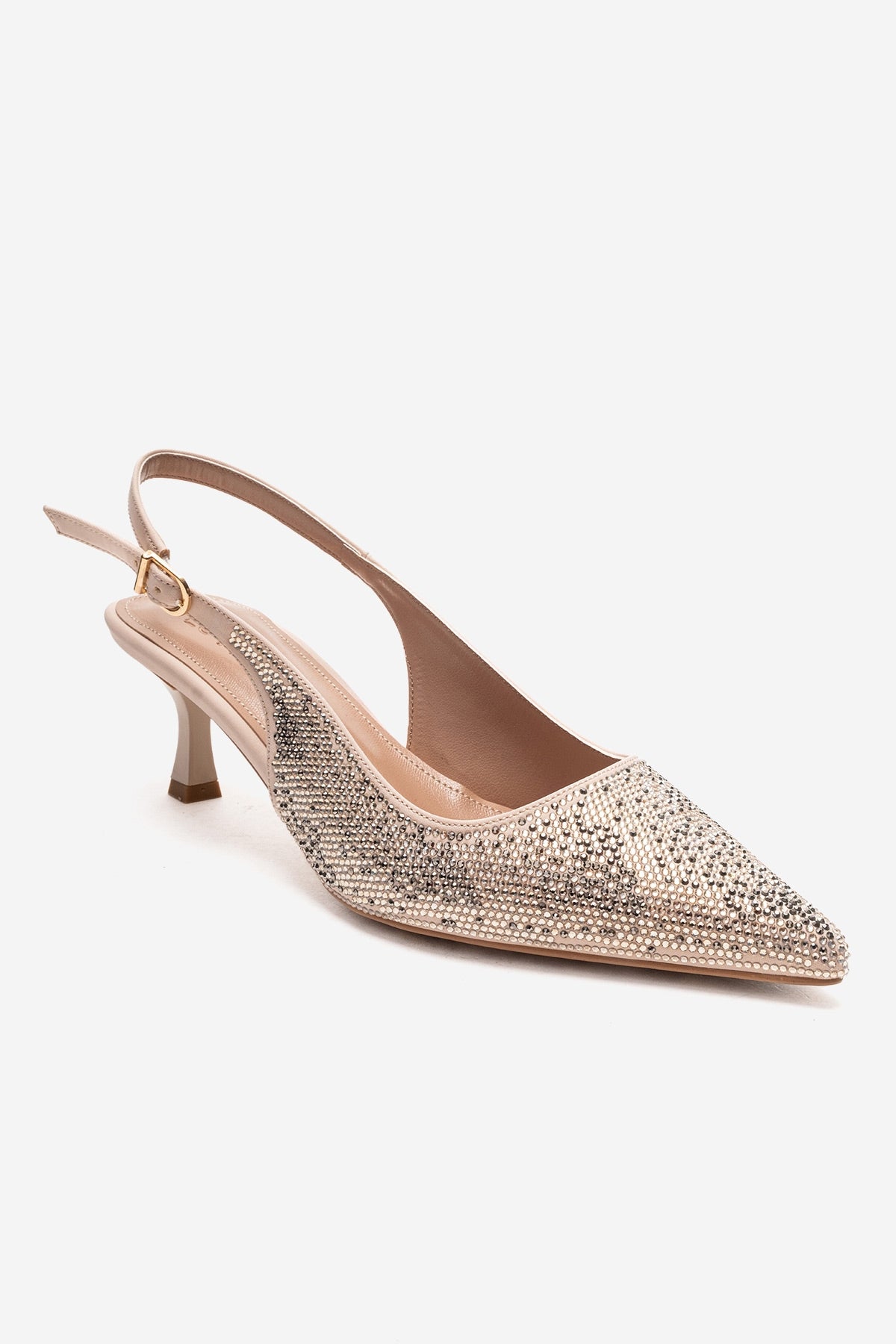 NELLA - Nude Gold Jeweled Slingback Stiletto Pump (Women)