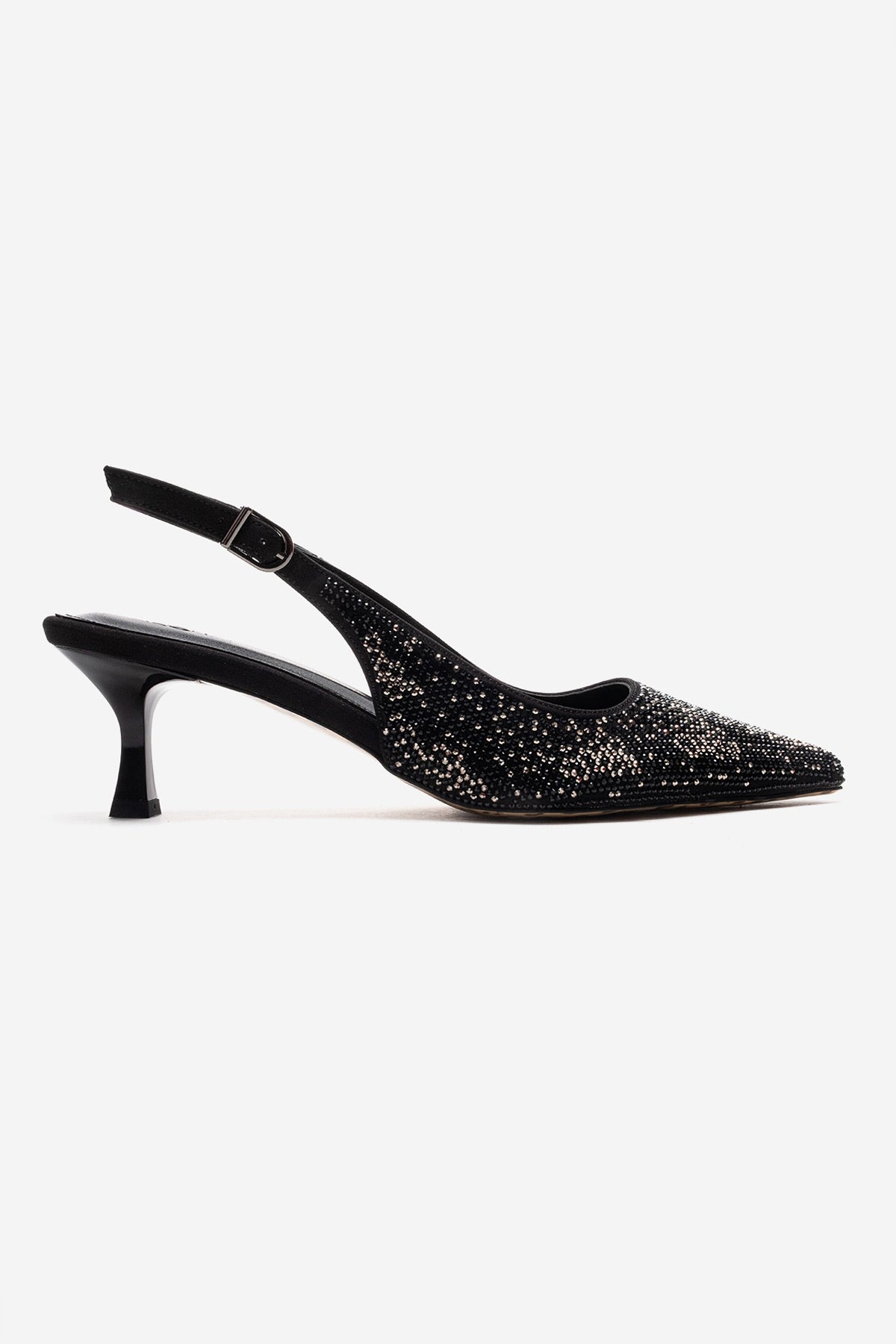 NELLA - Black Platinum Jeweled Slingback Stiletto Pump (Women)