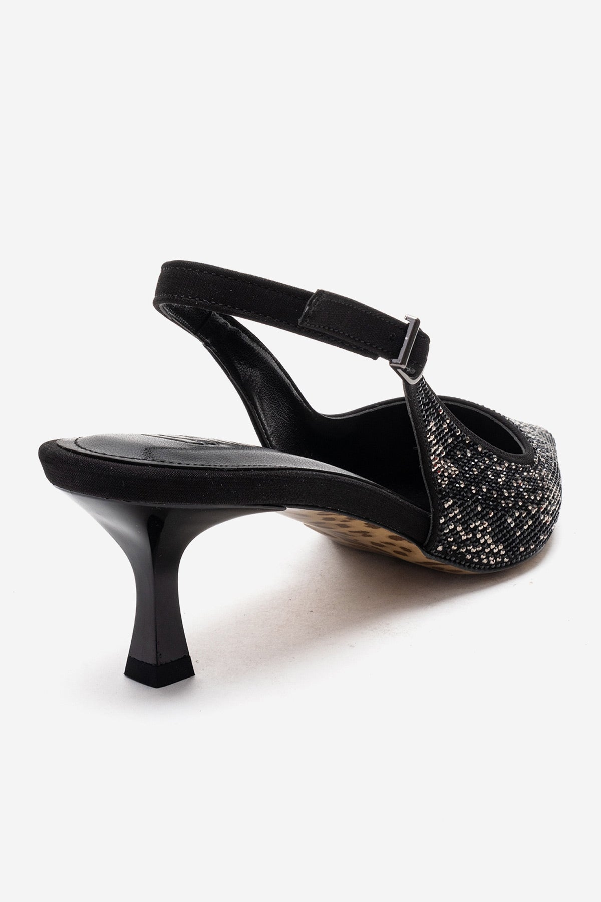 NELLA - Black Platinum Jeweled Slingback Stiletto Pump (Women)
