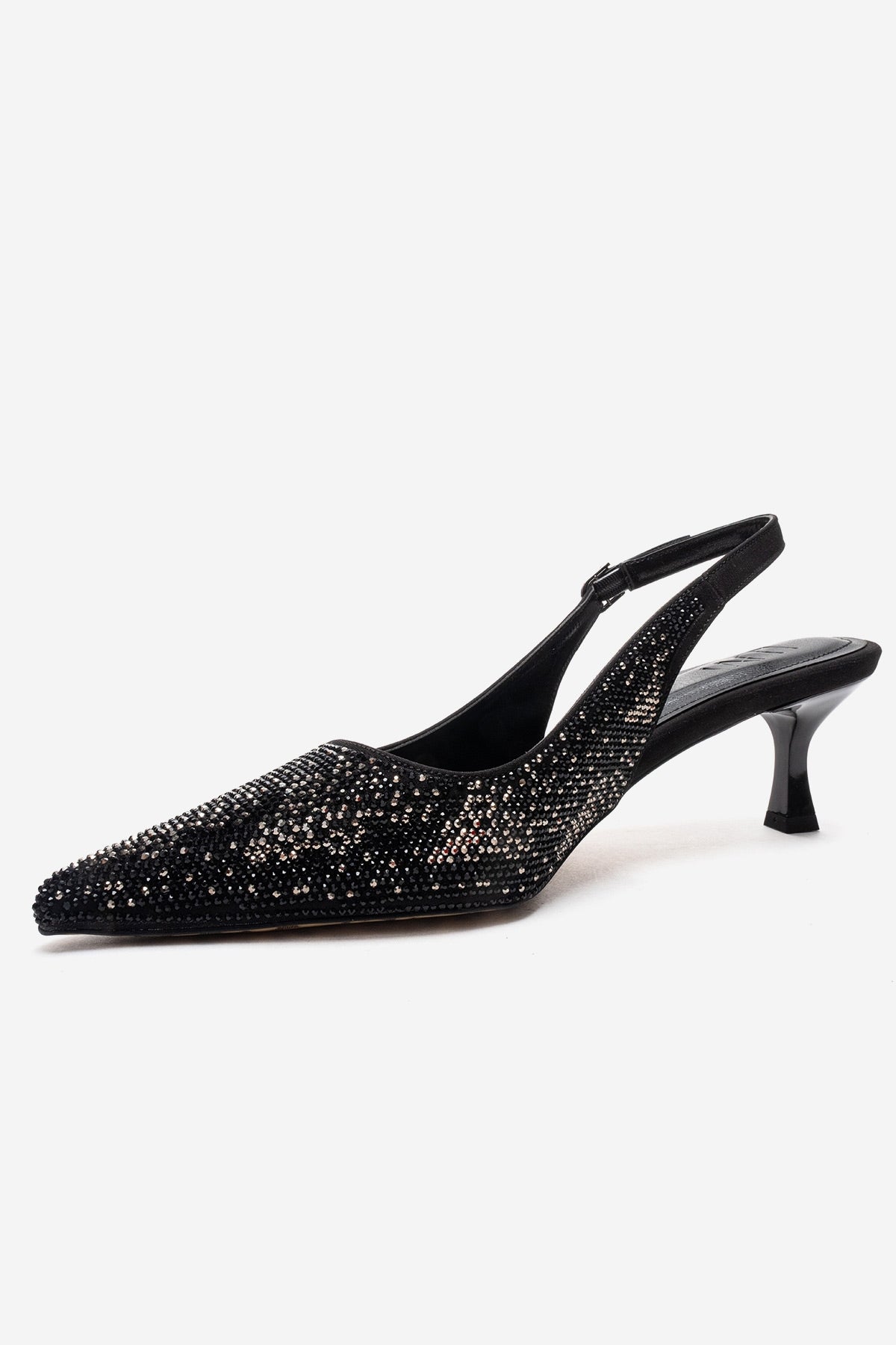 NELLA - Black Platinum Jeweled Slingback Stiletto Pump (Women)