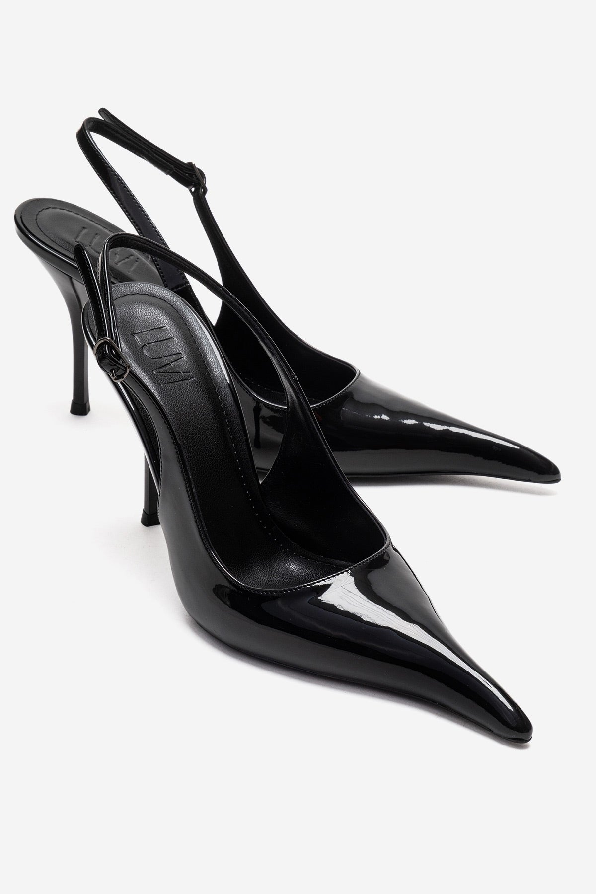 CANDY - Black Pointed Toe Slingback Stiletto Pump (Women)