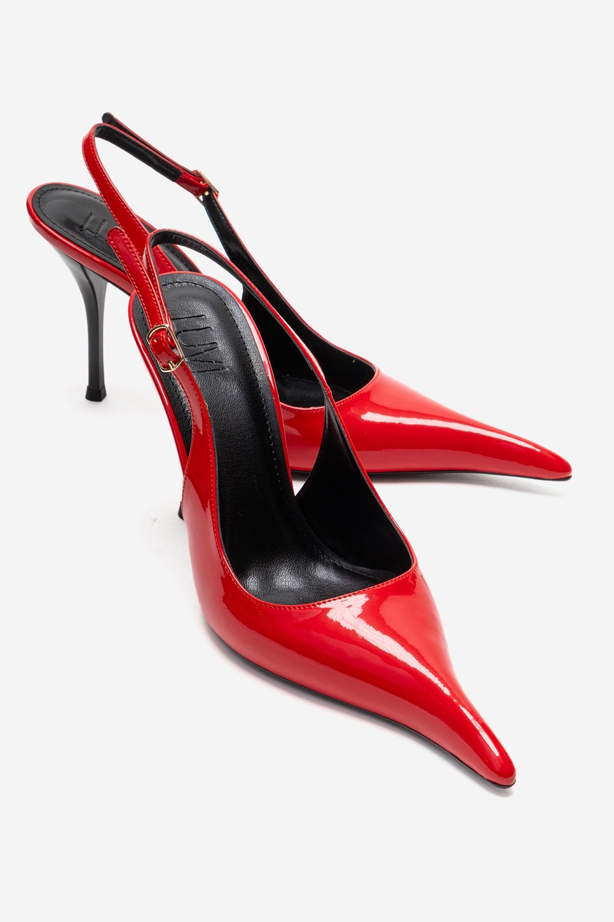 CANDY - Red Genuine Leather Patent Pointed-Toe Stiletto Pump (Women)