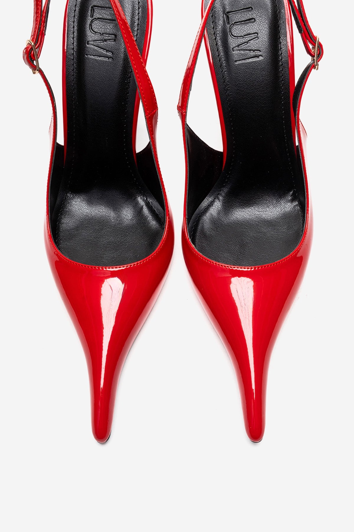 CANDY - Red Genuine Leather Patent Pointed-Toe Stiletto Pump (Women)