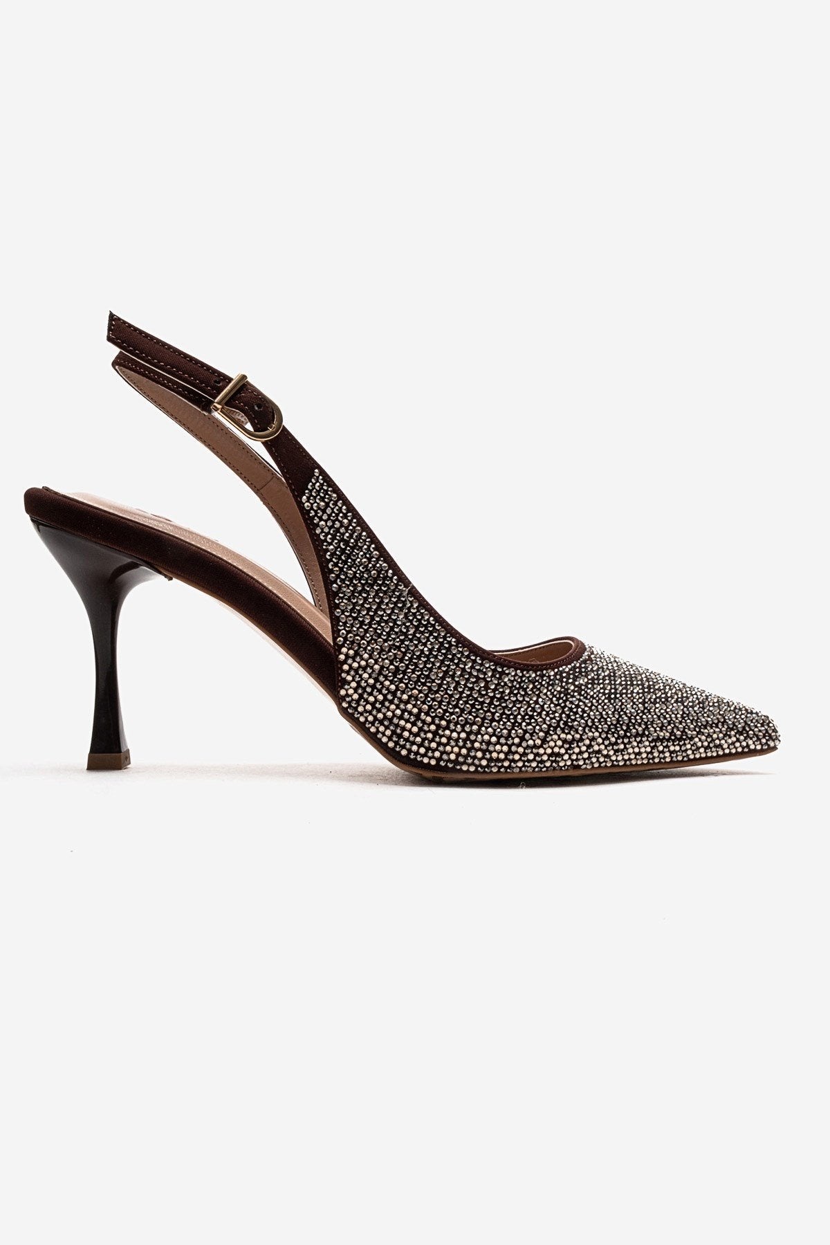 JOHANNA - Brown Gold-Embellished Slingback Stiletto Pump (Women)