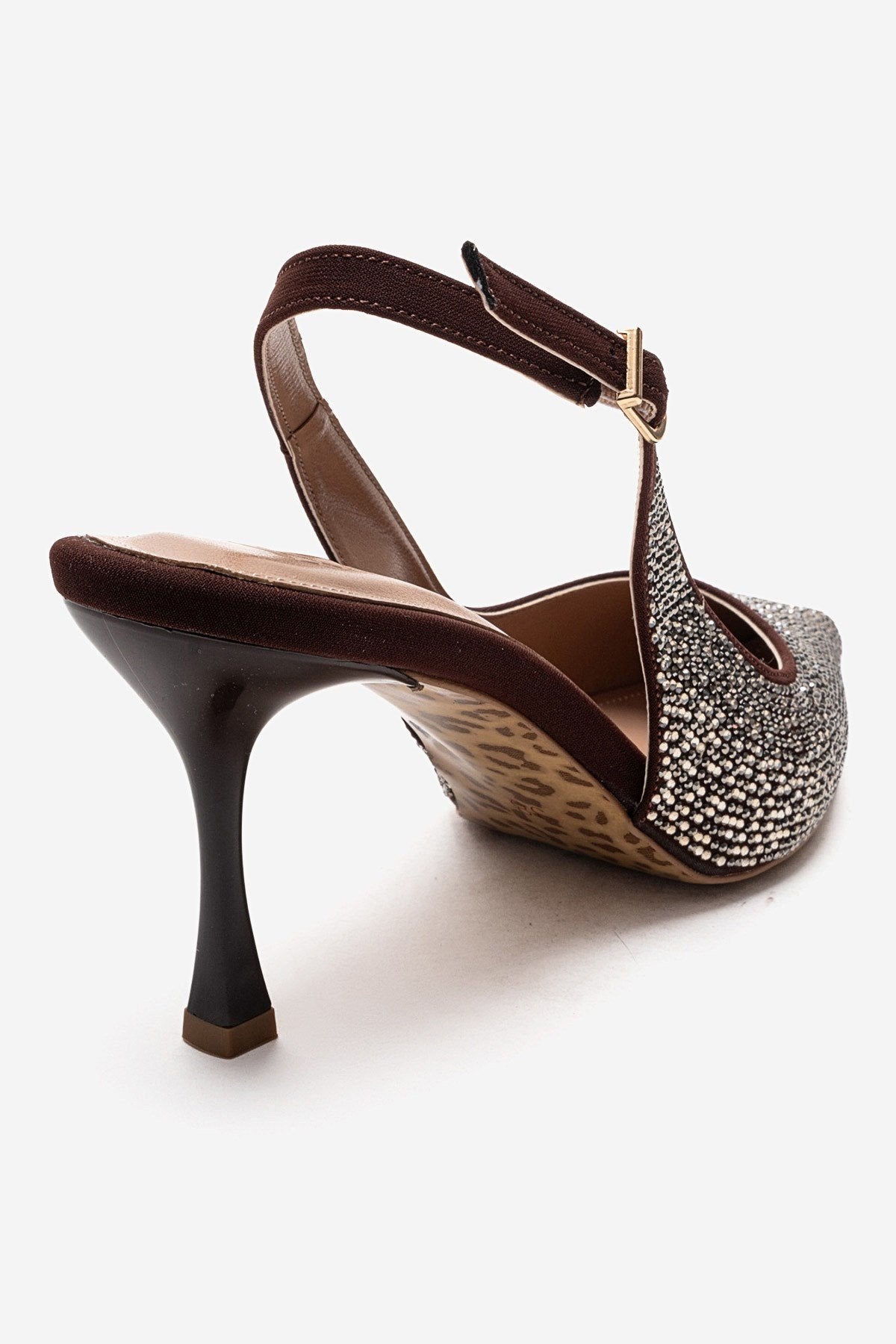 JOHANNA - Brown Gold-Embellished Slingback Stiletto Pump (Women)