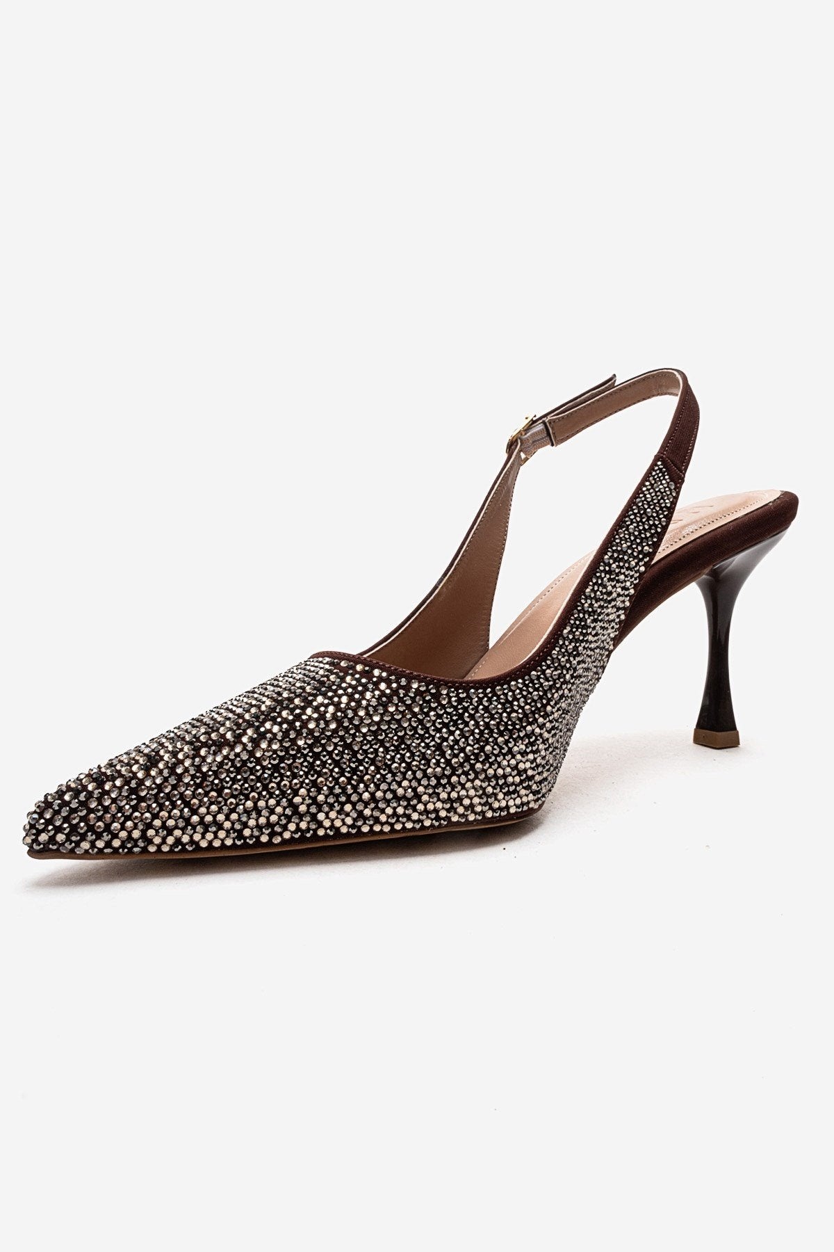 JOHANNA - Brown Gold-Embellished Slingback Stiletto Pump (Women)