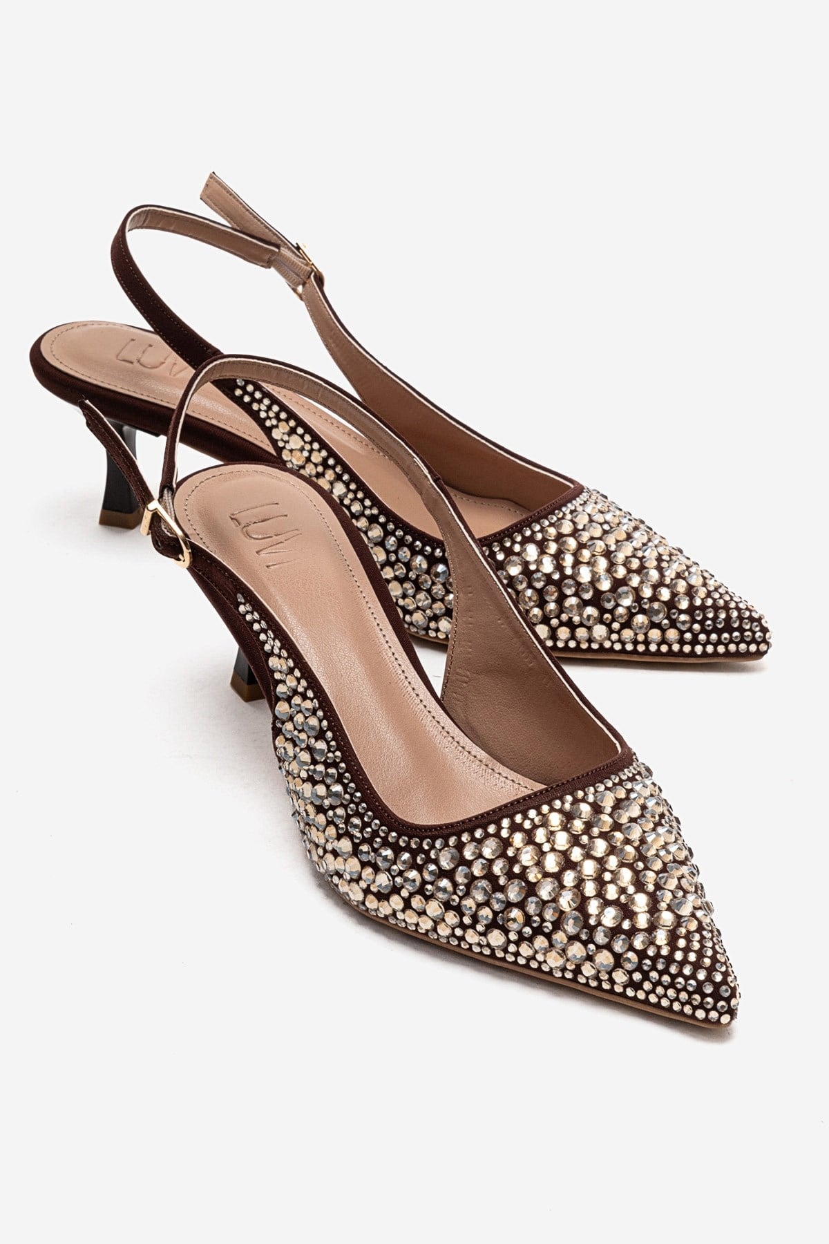THEA - Brown Gold-Embellished Stiletto Pump (Women)