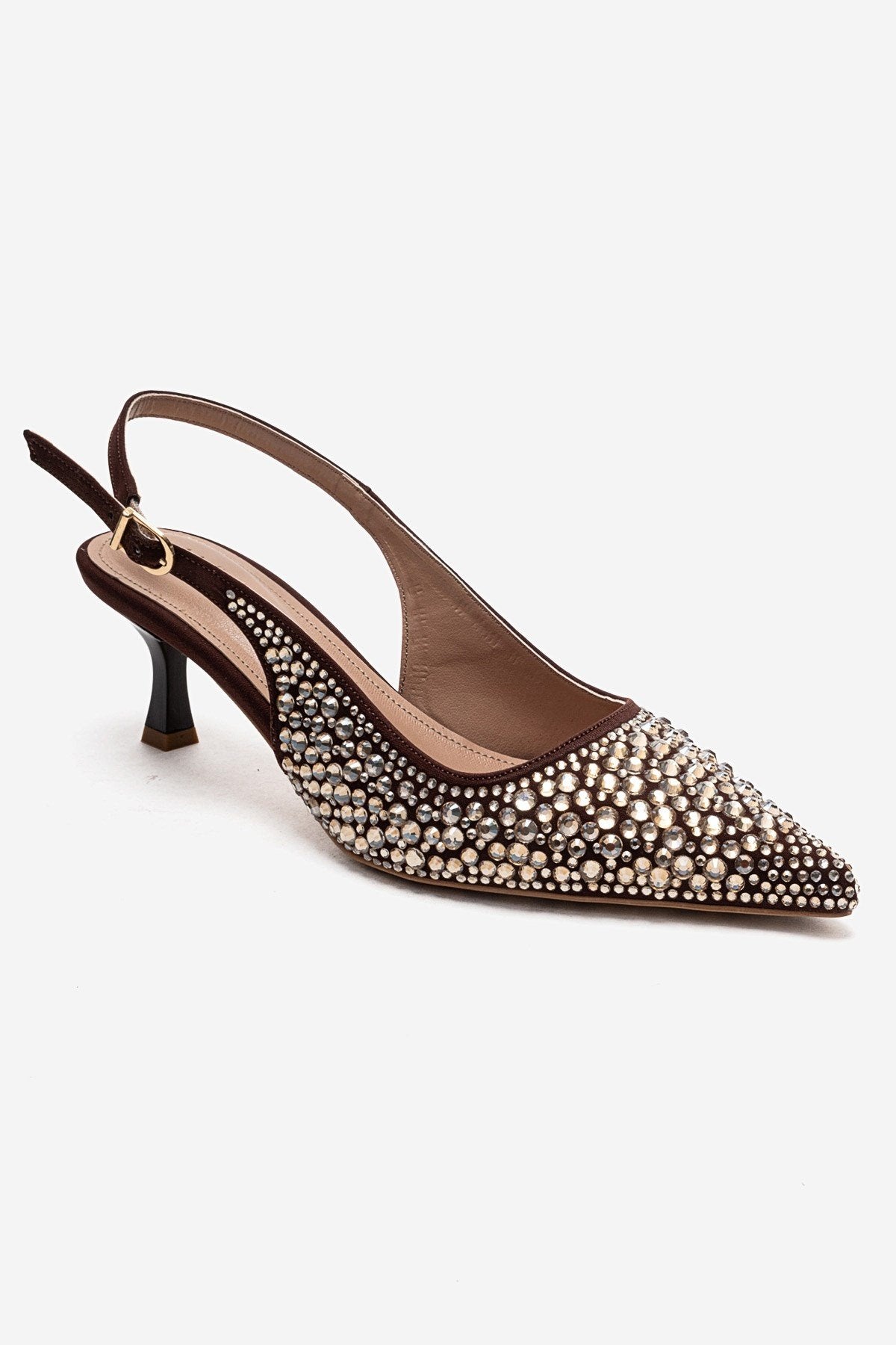 THEA - Brown Gold-Embellished Stiletto Pump (Women)