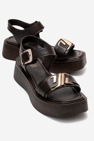 Lone - Brown Genuine Leather Platform Sandal (Women)