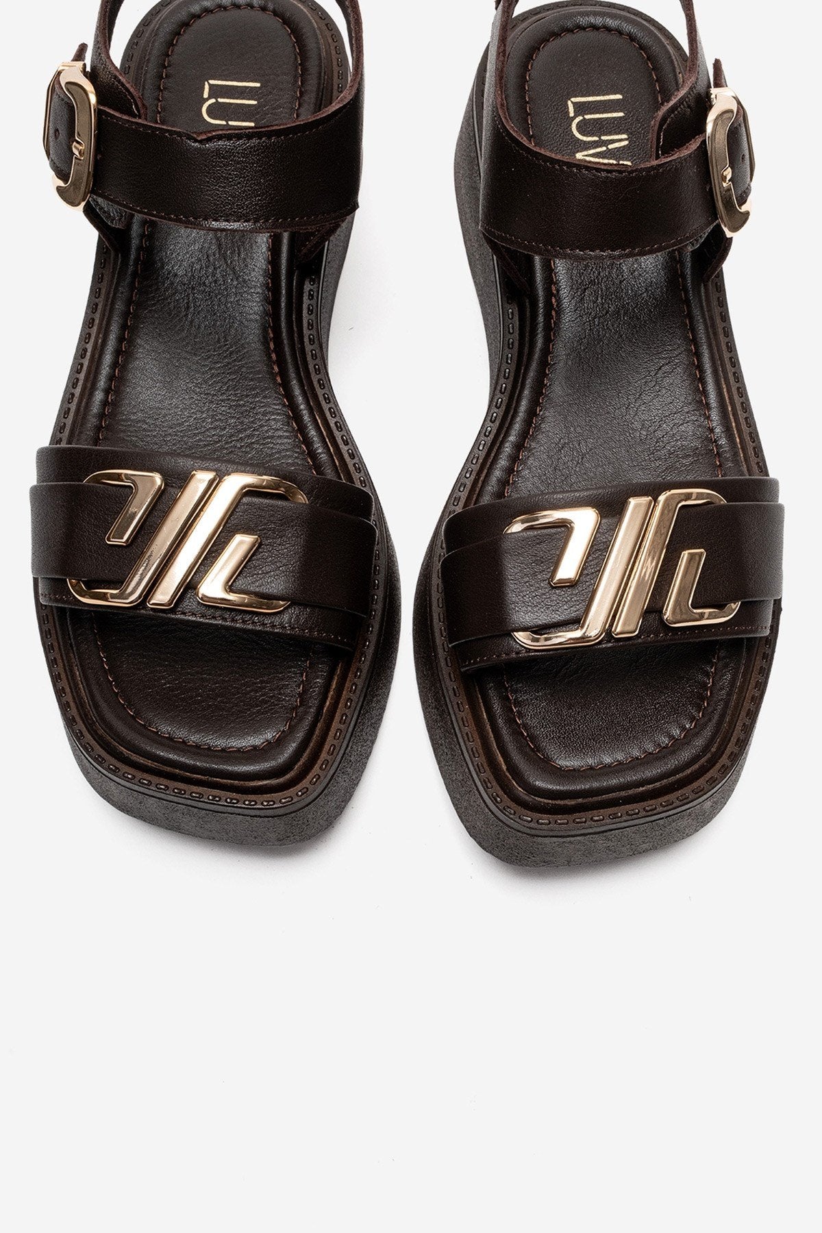 Lone - Brown Genuine Leather Platform Sandal (Women)