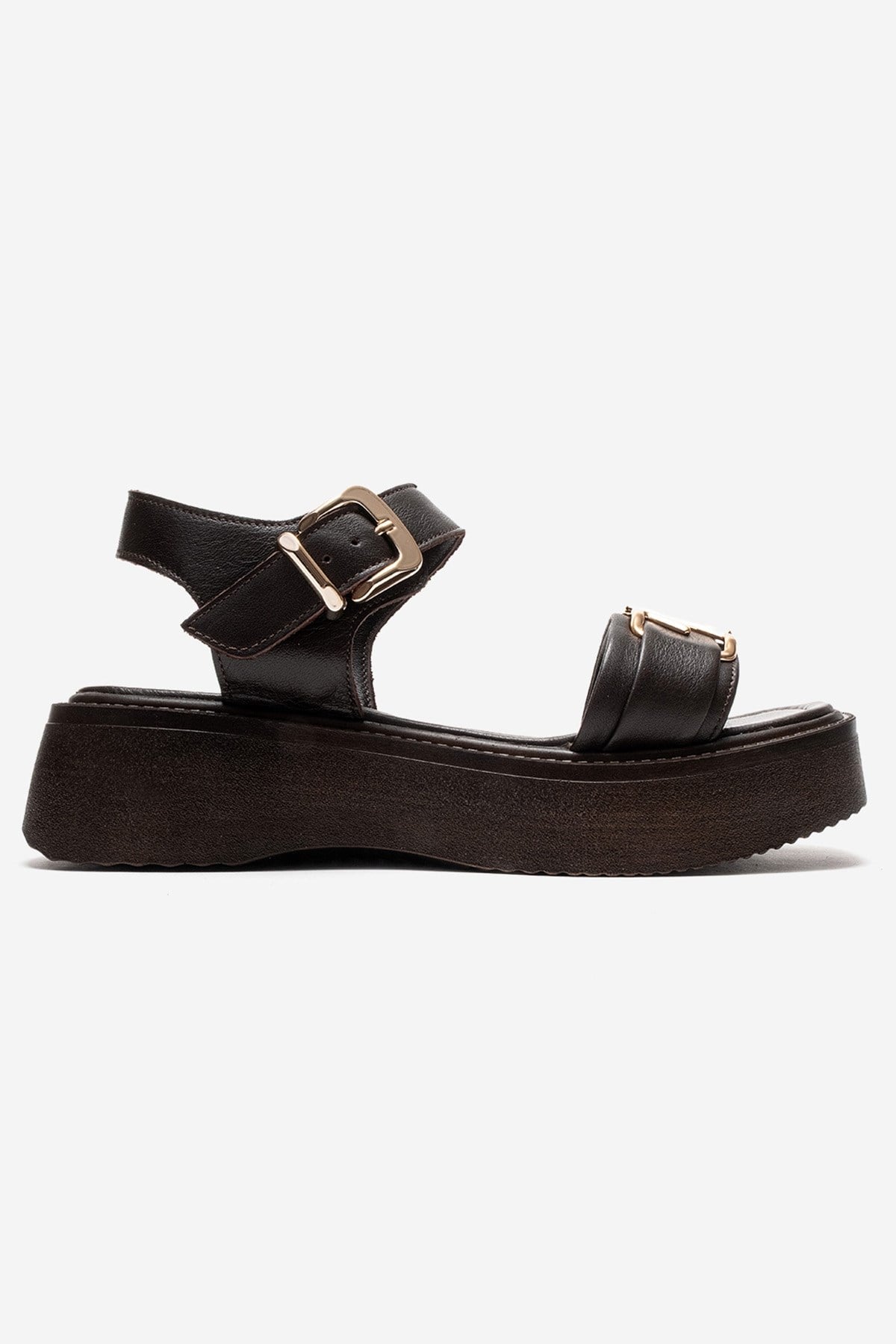 Lone - Brown Genuine Leather Platform Sandal (Women)