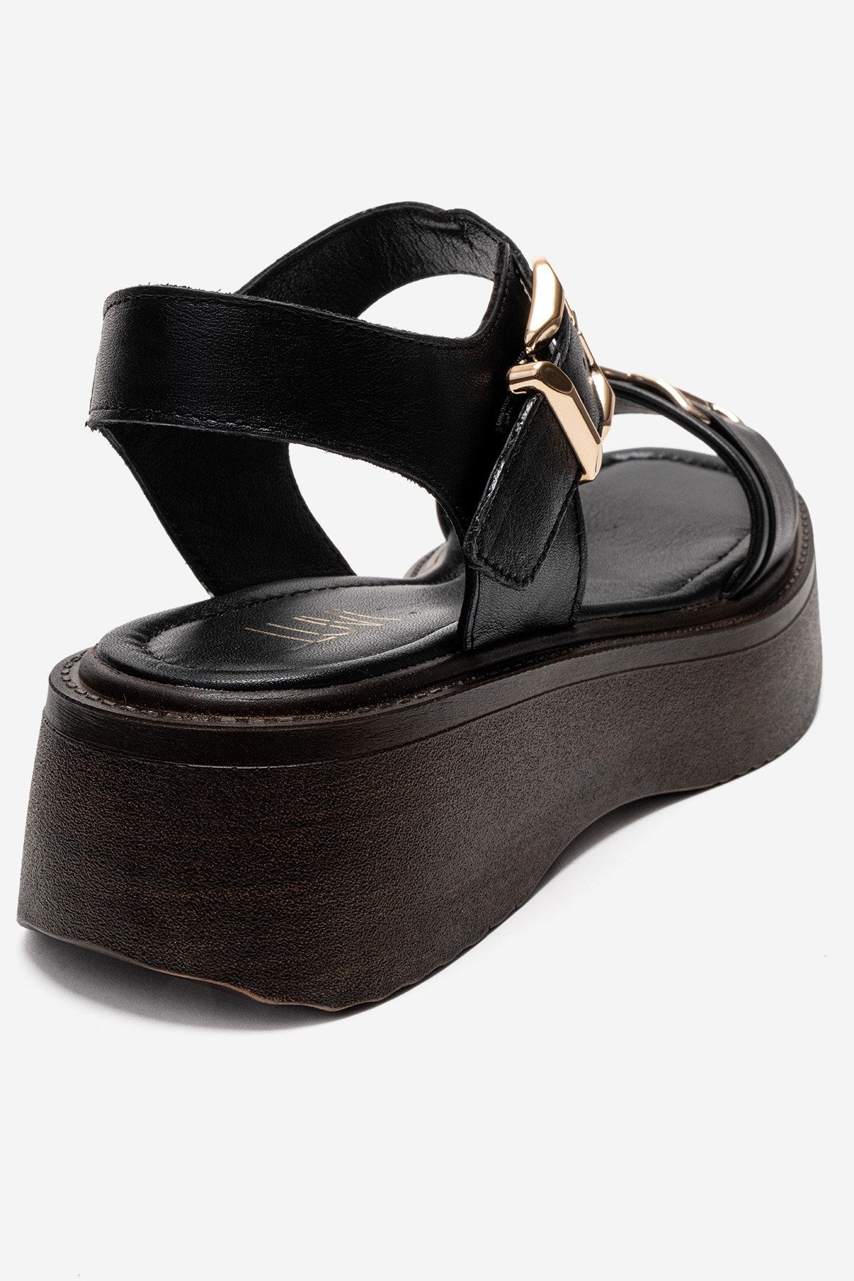 Lone - Black Genuine Leather Platform Sandal (Women)