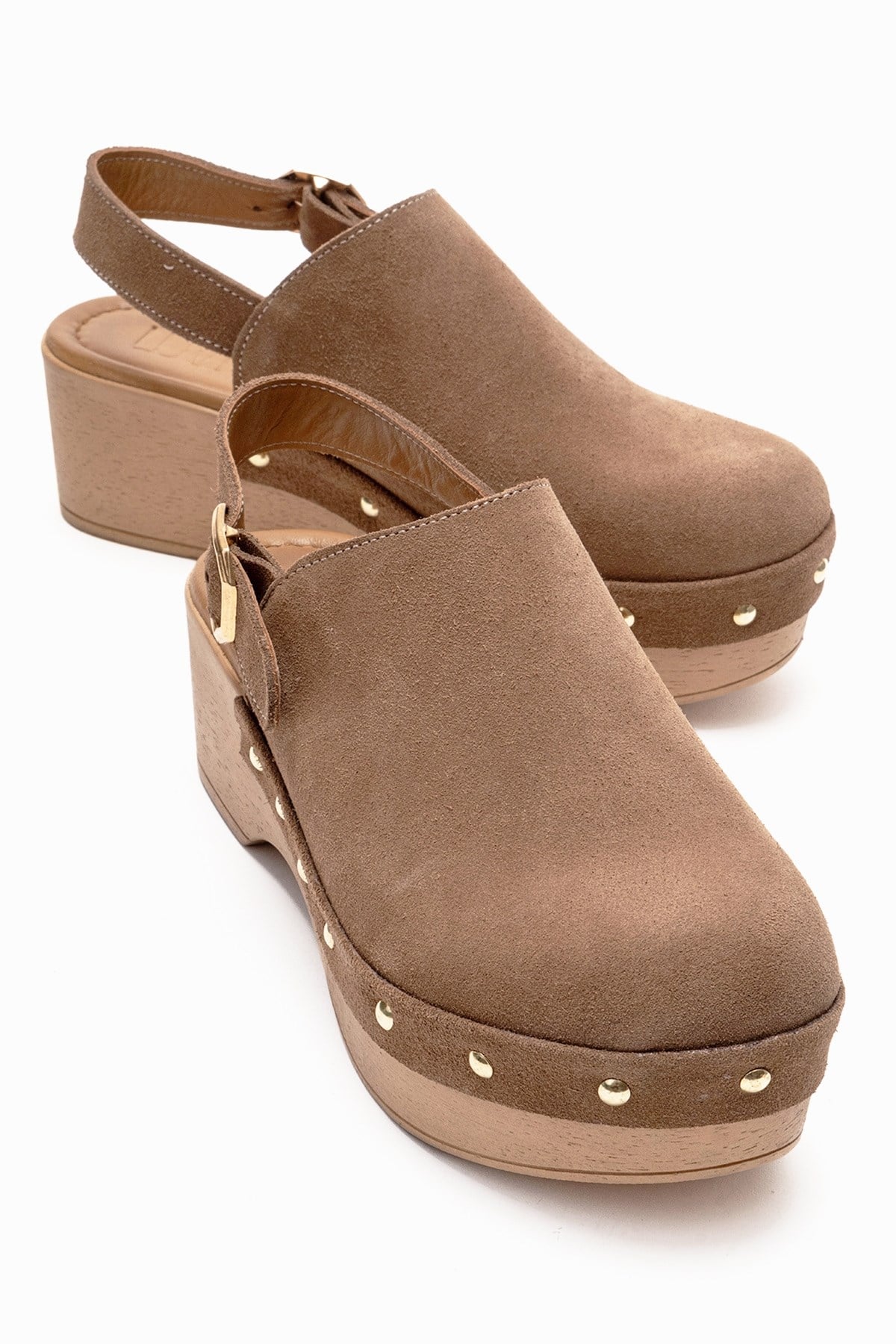 NORDEN - Camel Genuine Leather Platform Heel Sandal (Women)