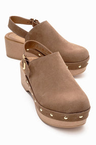 NORDEN - Camel Genuine Leather Platform Heel Sandal (Women)