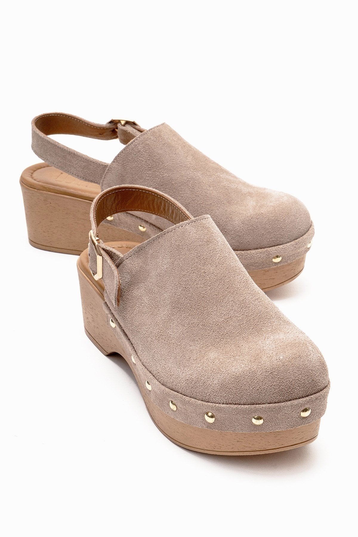 NORDEN - Beige Genuine Leather Platform Heel Sandal (Women)