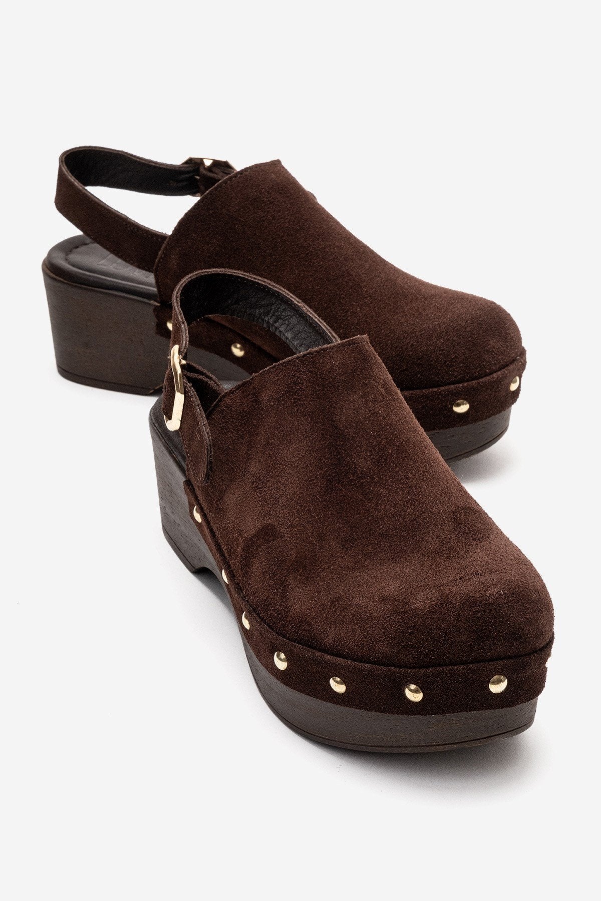 NORDEN - Brown Genuine Leather Platform Heel Sandal (Women)