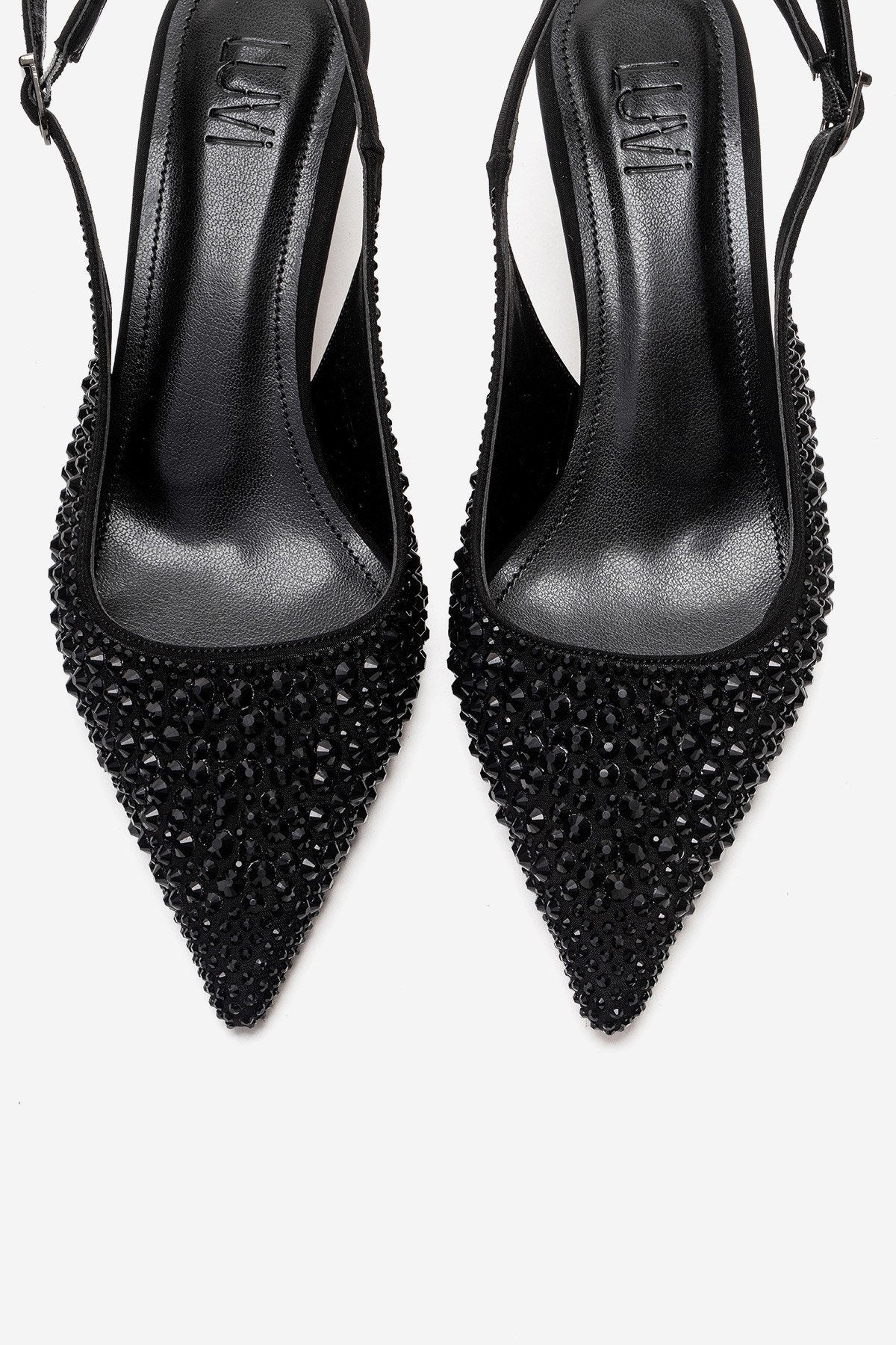THEA - Black Jeweled Kitten Heel Pump (Women)
