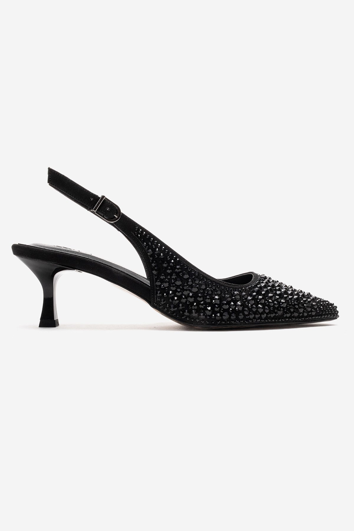 THEA - Black Jeweled Kitten Heel Pump (Women)