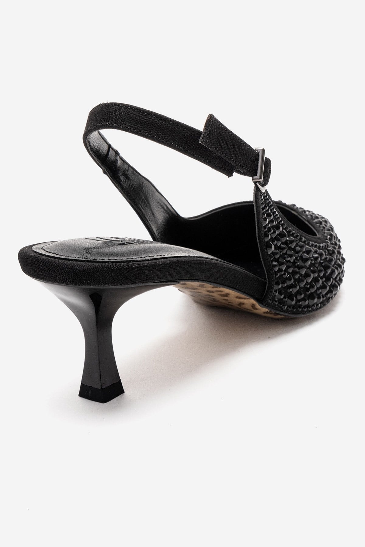 THEA - Black Jeweled Kitten Heel Pump (Women)