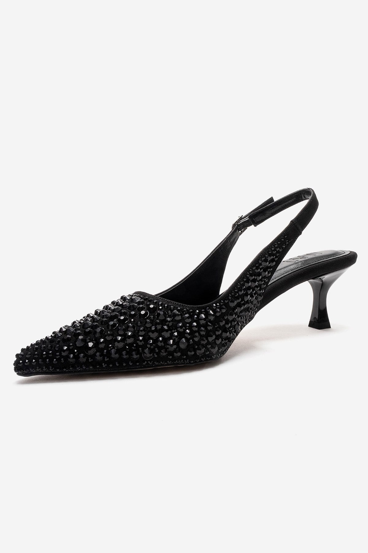 THEA - Black Jeweled Kitten Heel Pump (Women)