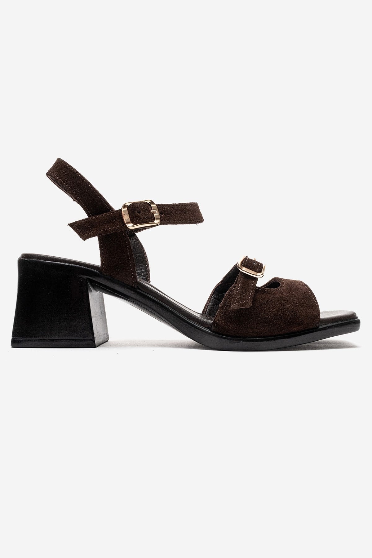 YOLEN - Brown Genuine Leather Block Heel Sandal (Women)