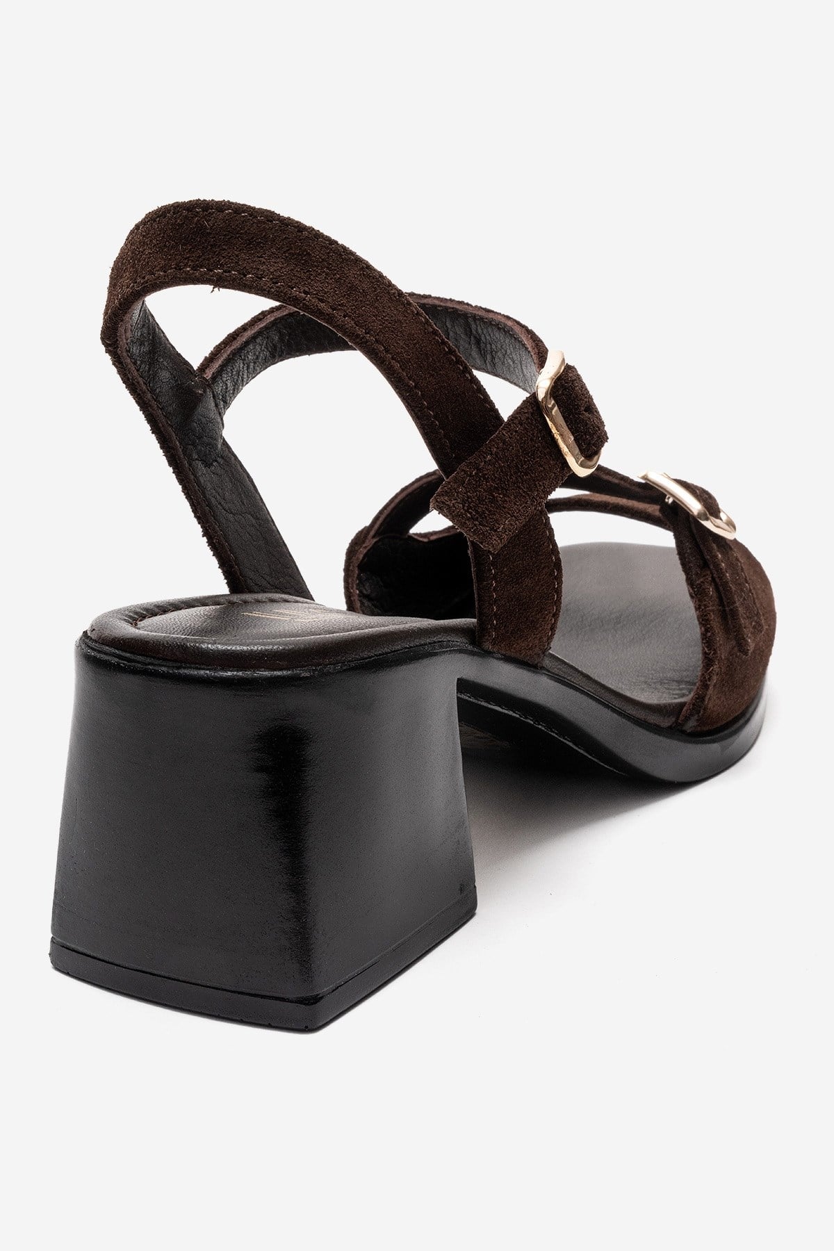 YOLEN - Brown Genuine Leather Block Heel Sandal (Women)