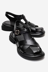 GUIDO - Black Genuine Leather Sandal (Women)