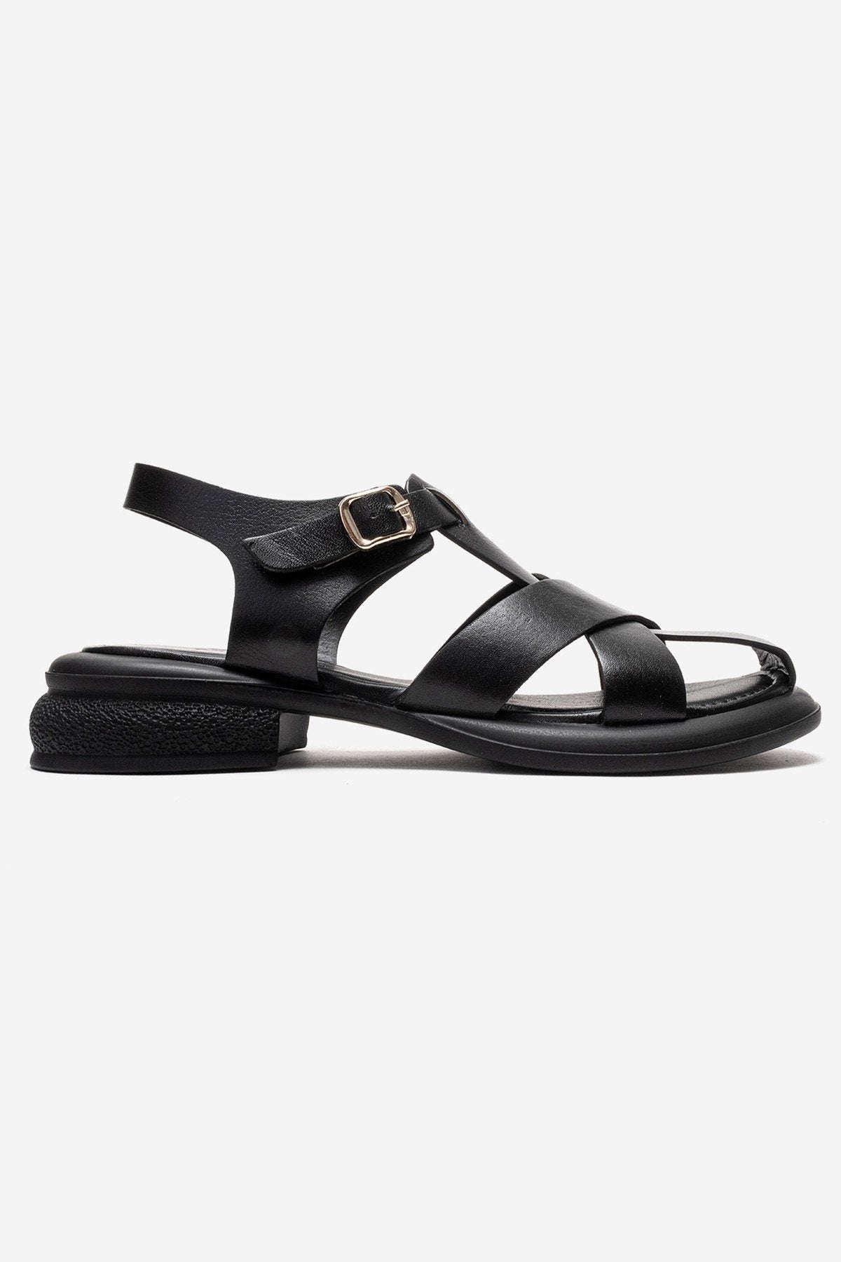 GUIDO - Black Genuine Leather Sandal (Women)