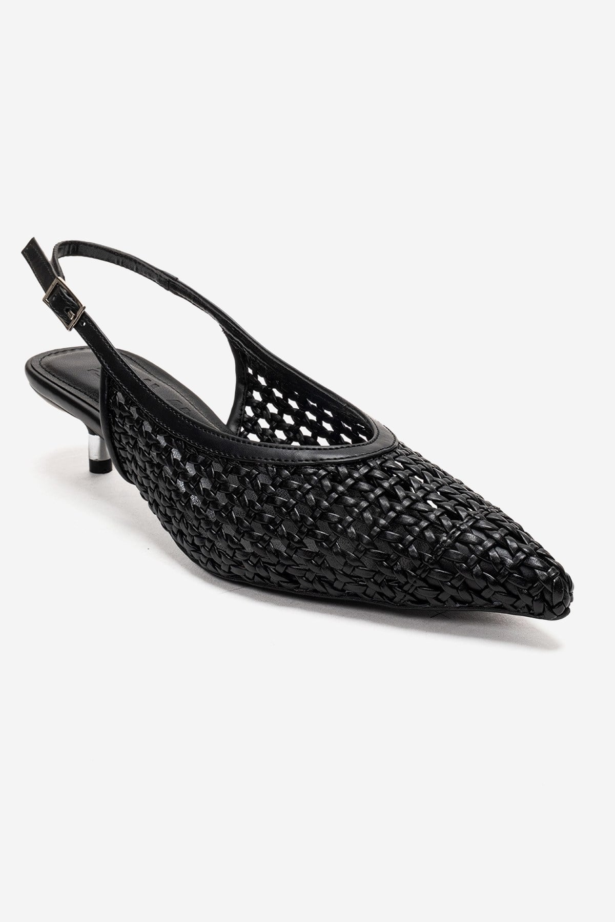 ORELIS - Black Woven Pattern Kitten Heel Shoe (Women)