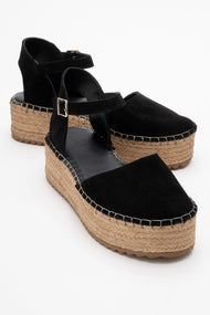 Viba - Black Suede Leather Espadrilles (Women)