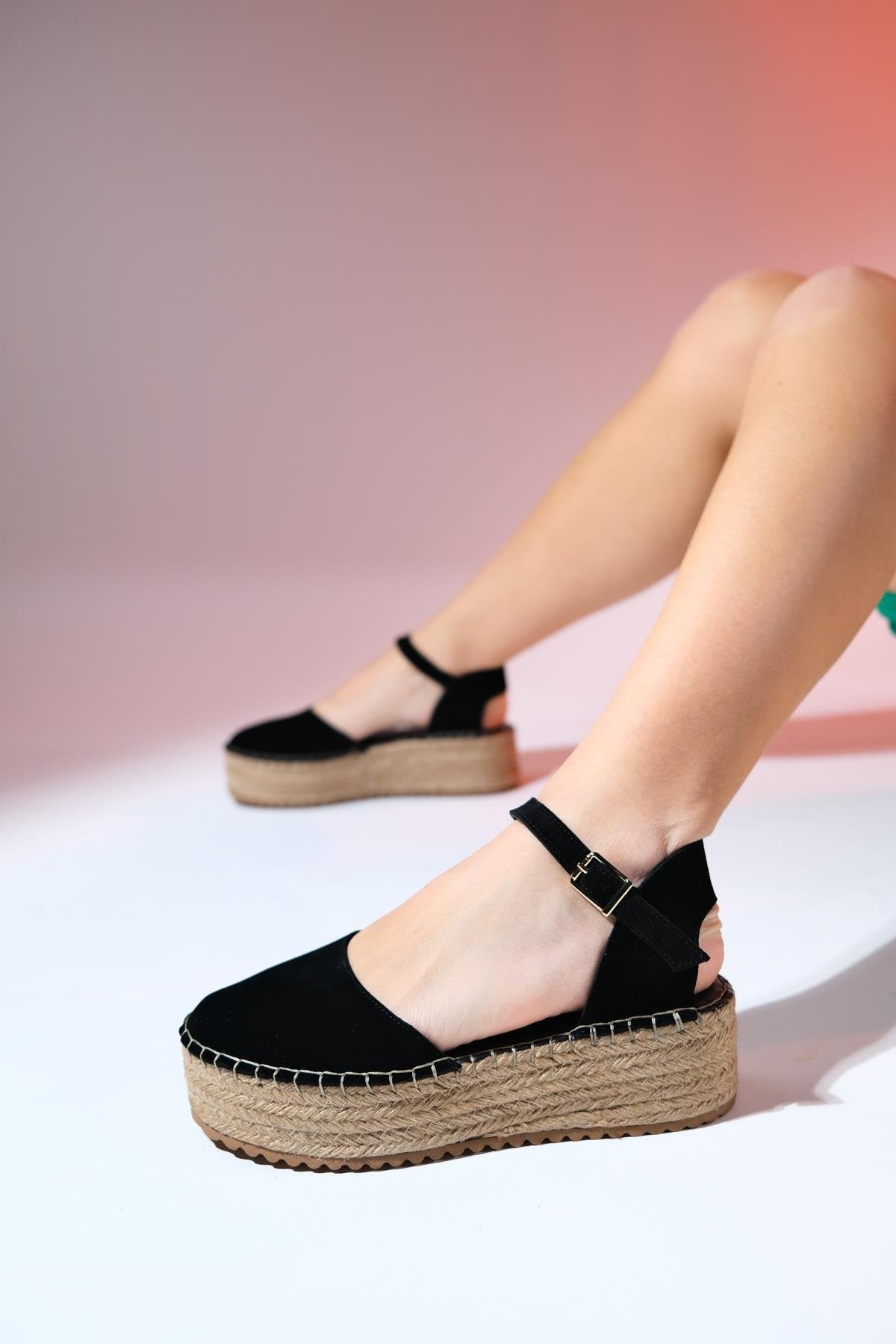 Viba - Black Suede Leather Espadrilles (Women)