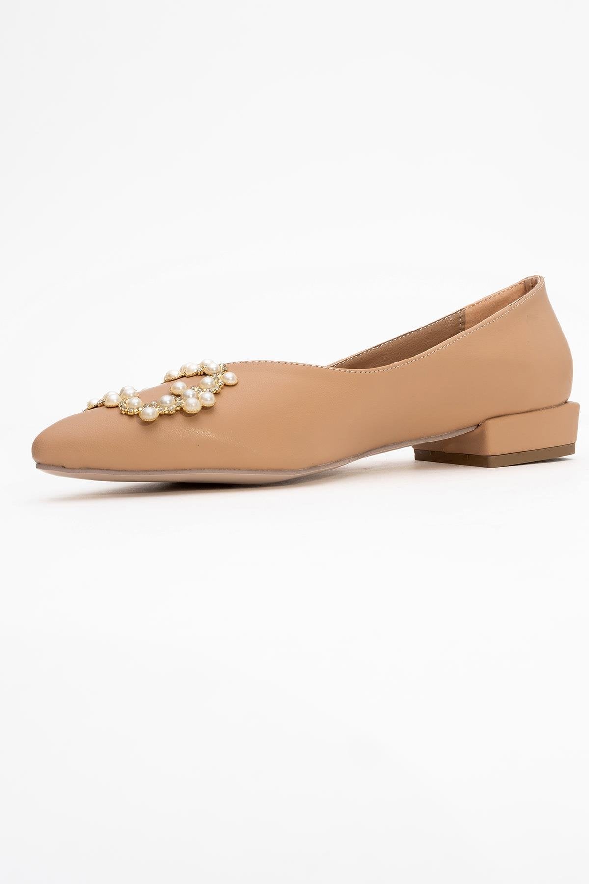 Ghent - Beige Pearl-Embellished Ballet Flat (Women)