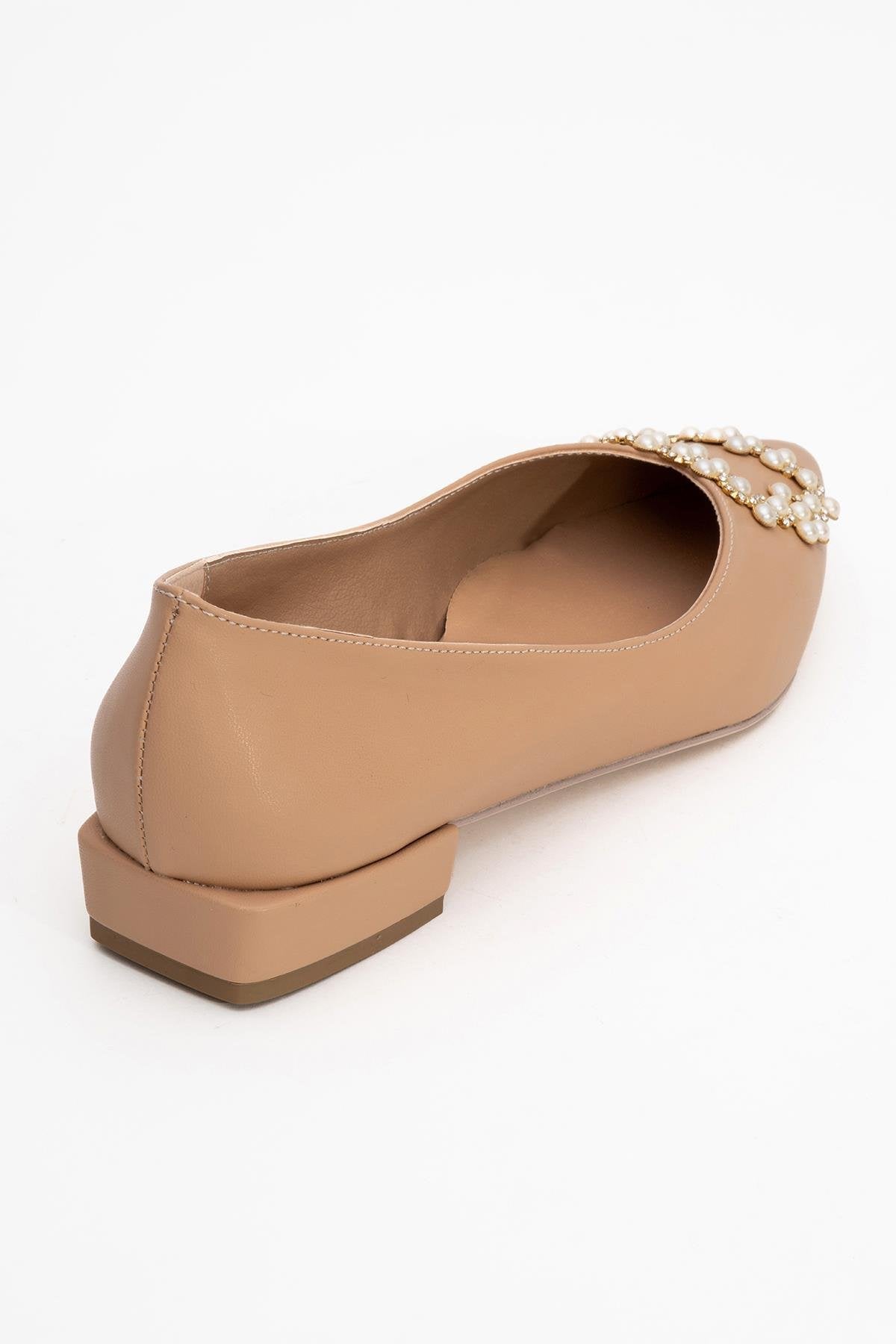Ghent - Beige Pearl-Embellished Ballet Flat (Women)