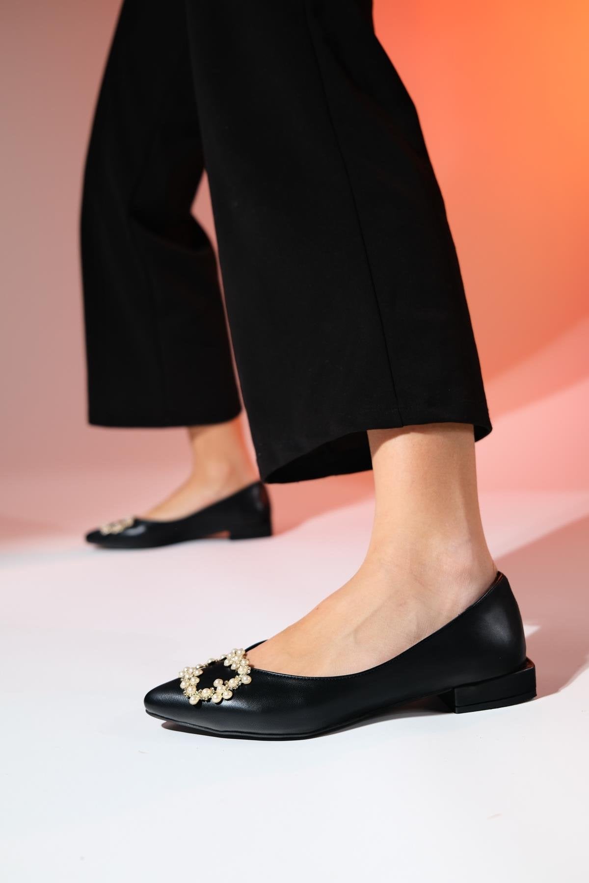 Ghent - Black Pearl Embellished Ballet Flat (Women)