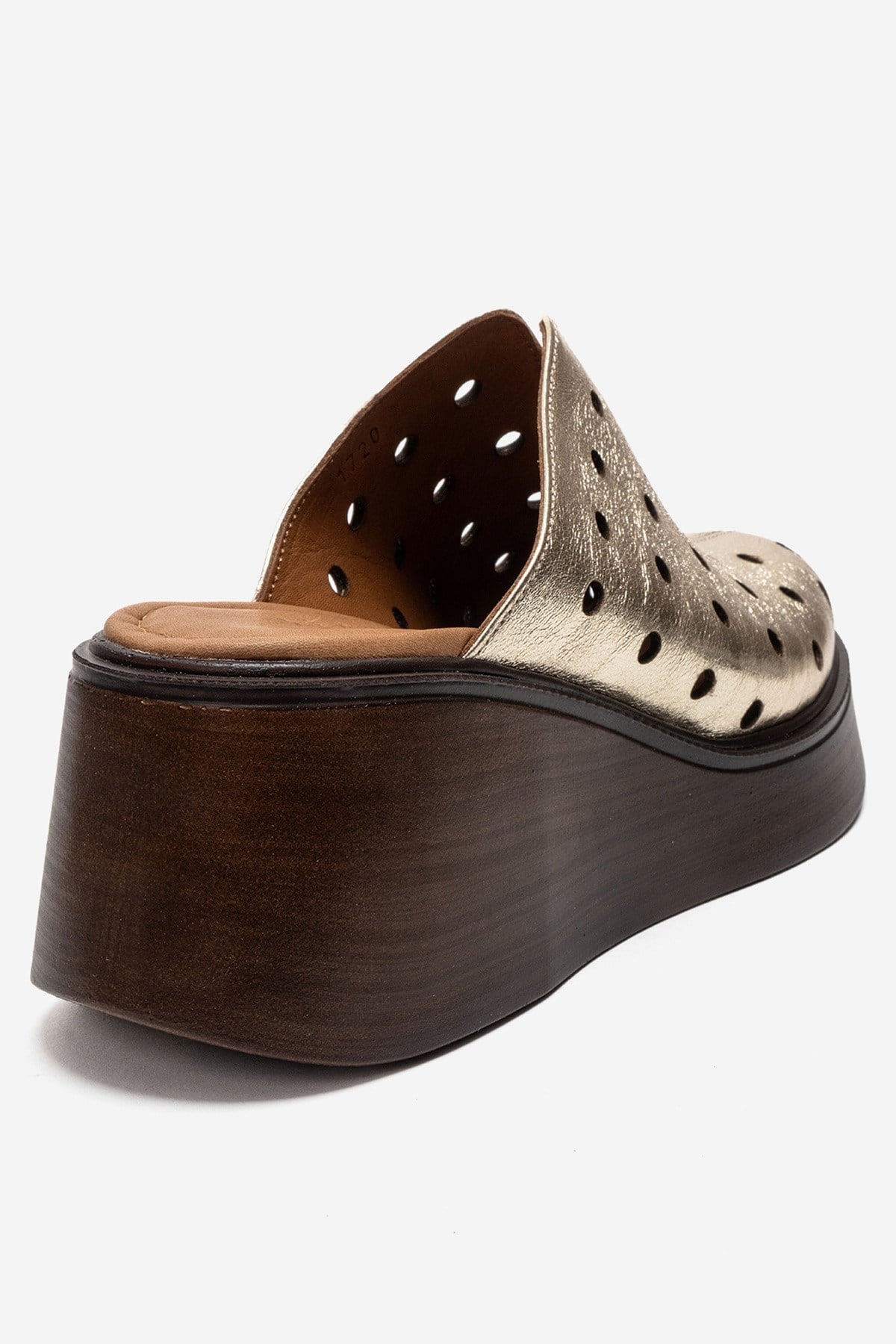NIVES - Gold Genuine Leather Wedge Sandal (Women)