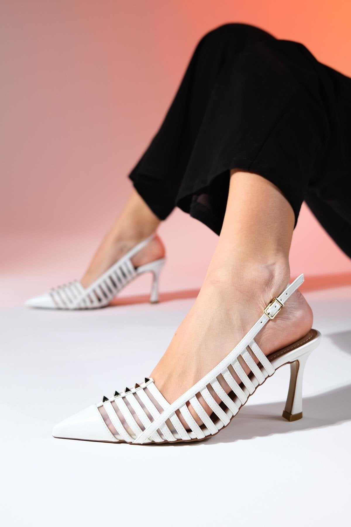 Rennes - White Pointed Toe Strappy Stiletto (Women)