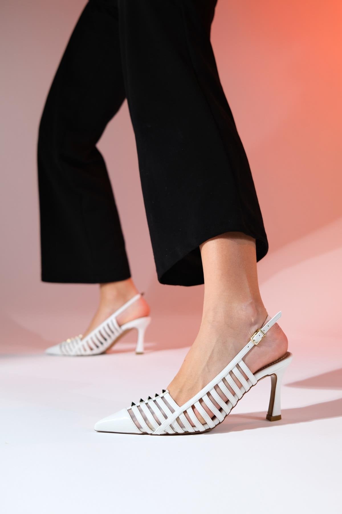 Rennes - White Pointed Toe Strappy Stiletto (Women)