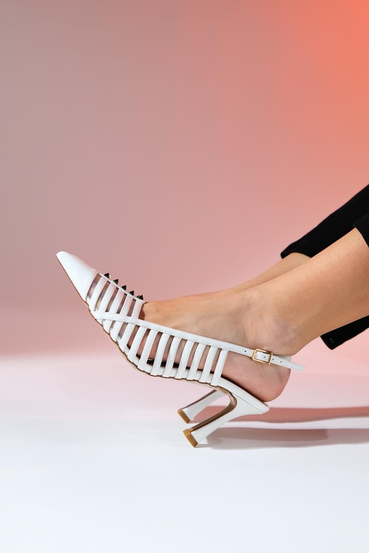 Rennes - White Pointed Toe Strappy Stiletto (Women)