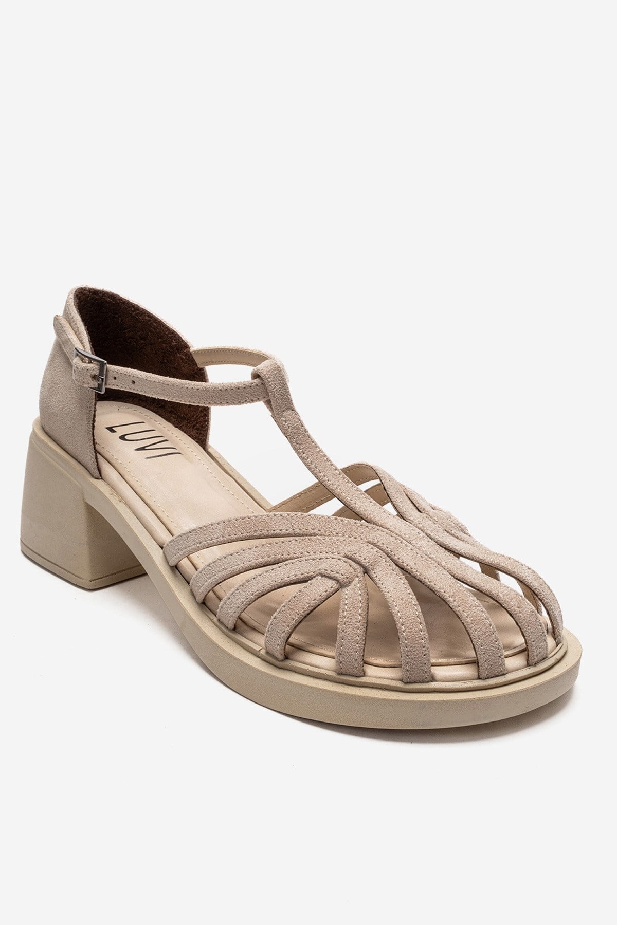 NOLANA - Beige Block Heel Sandal (Women)