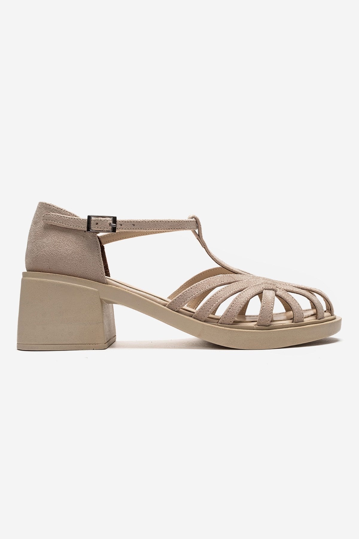 NOLANA - Beige Block Heel Sandal (Women)