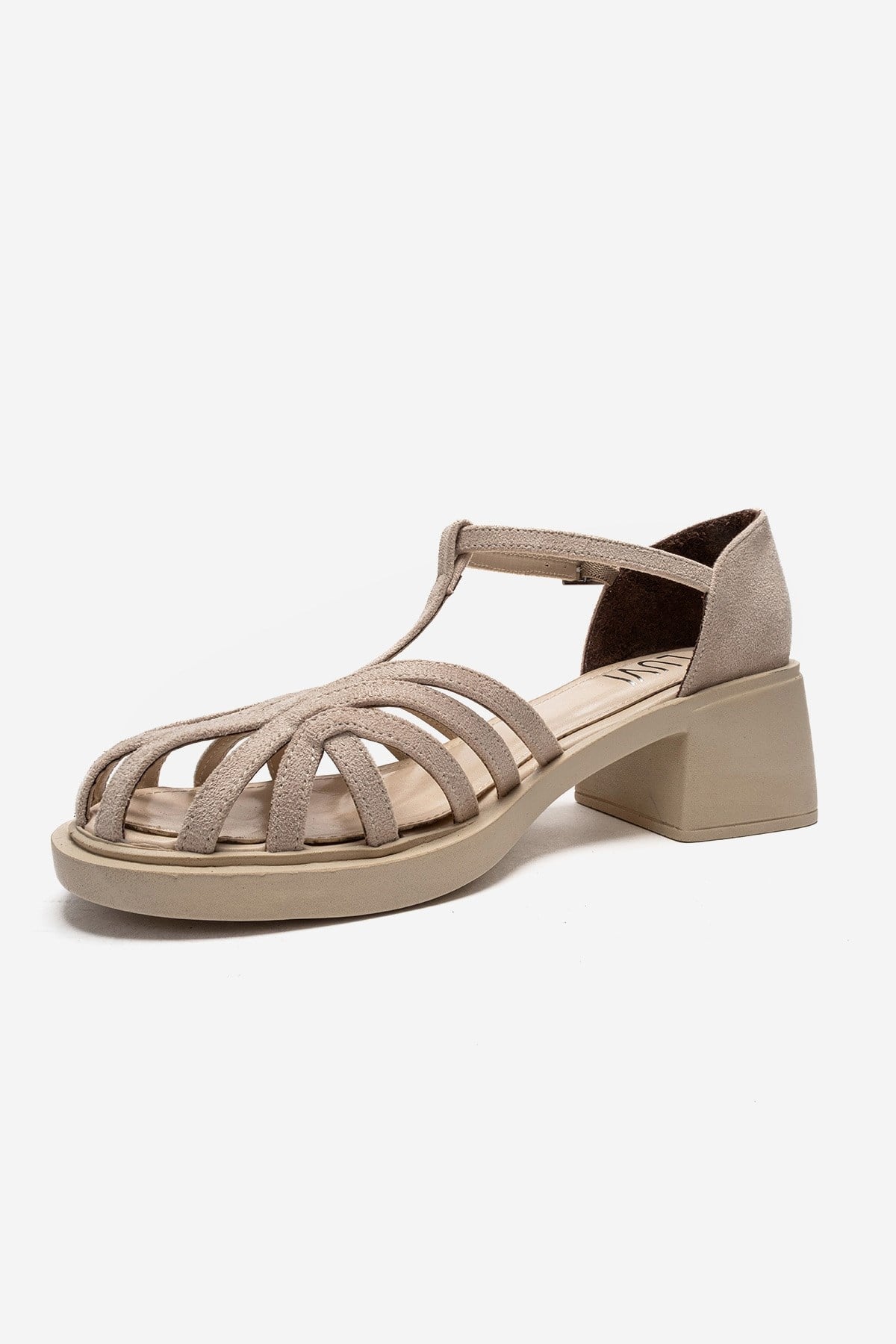 NOLANA - Beige Block Heel Sandal (Women)