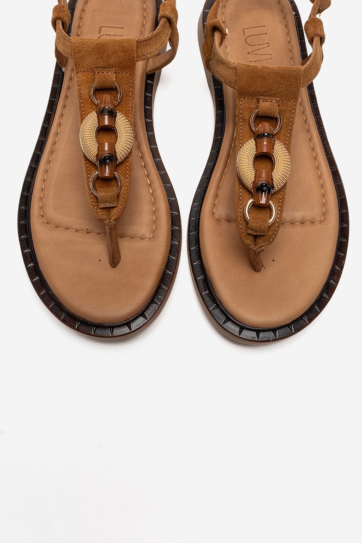 TIANA - Cognac Genuine Leather Buckled Toe-Post Sandal (Women)