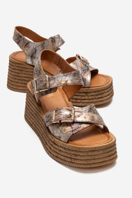 MIRETTE - Gold Genuine Leather Platform Sandal (Women)