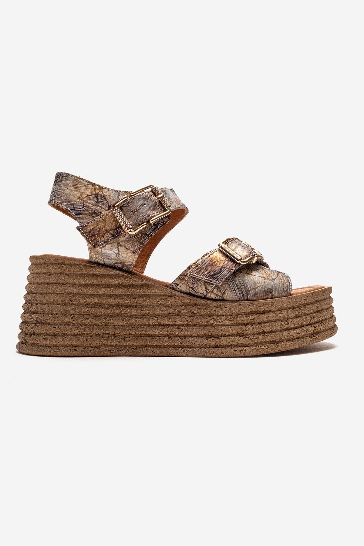 MIRETTE - Gold Genuine Leather Platform Sandal (Women)