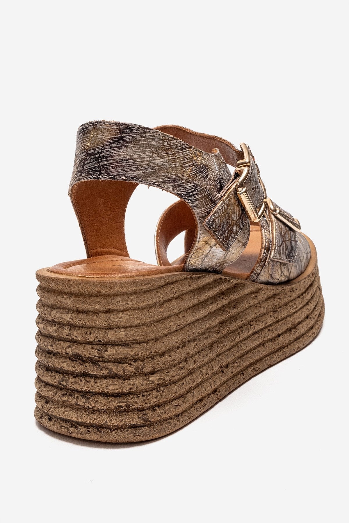 MIRETTE - Gold Genuine Leather Platform Sandal (Women)