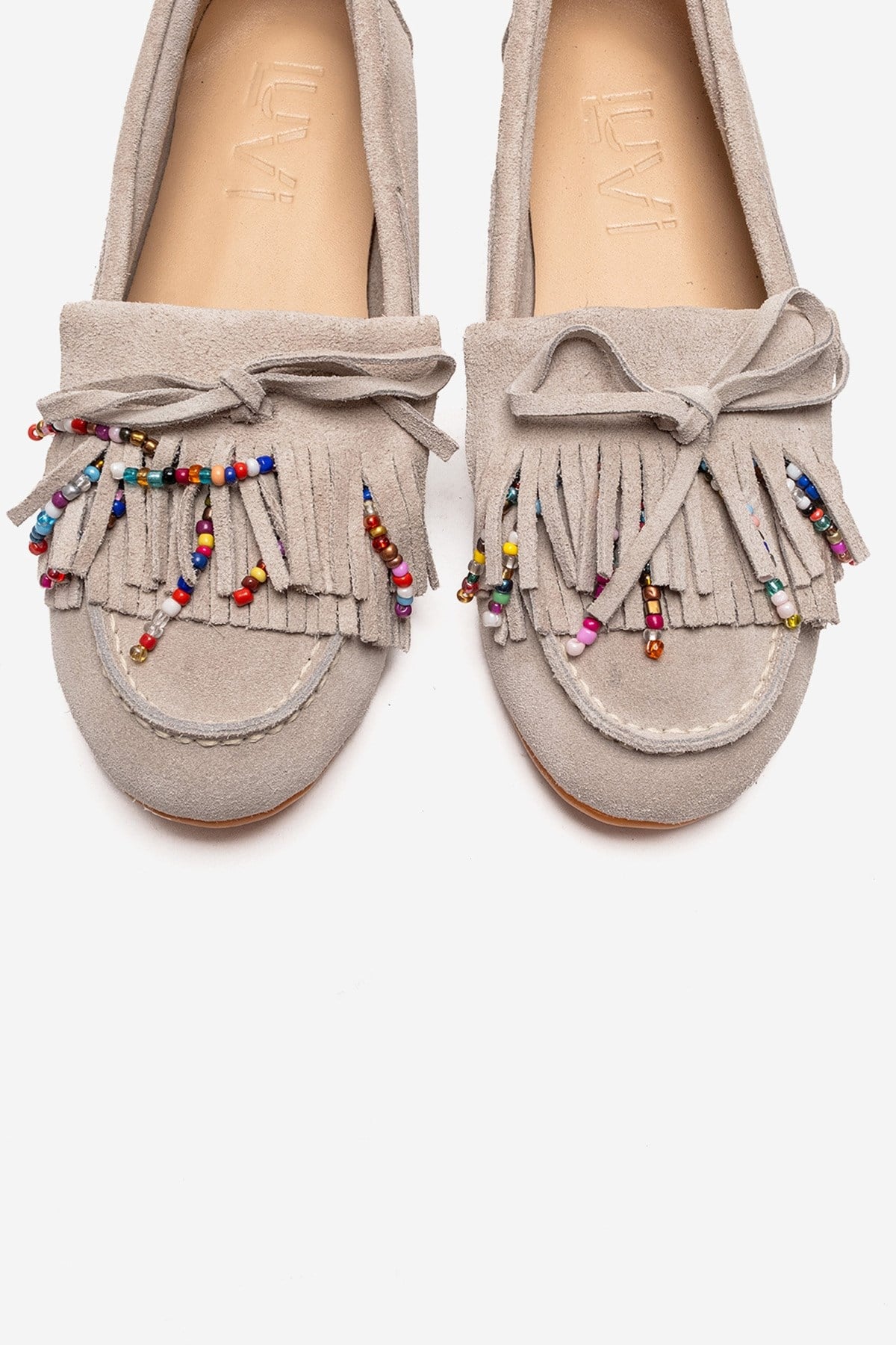 EVELYN - Beige Genuine Suede Leather Loafer (Women)