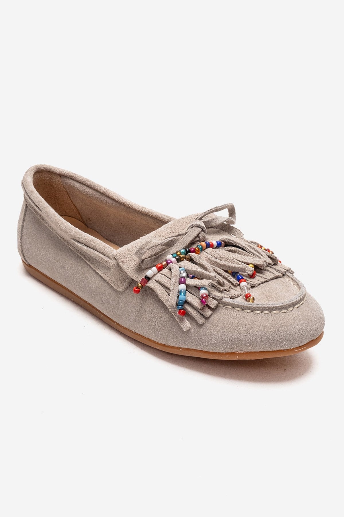 EVELYN - Beige Genuine Suede Leather Loafer (Women)