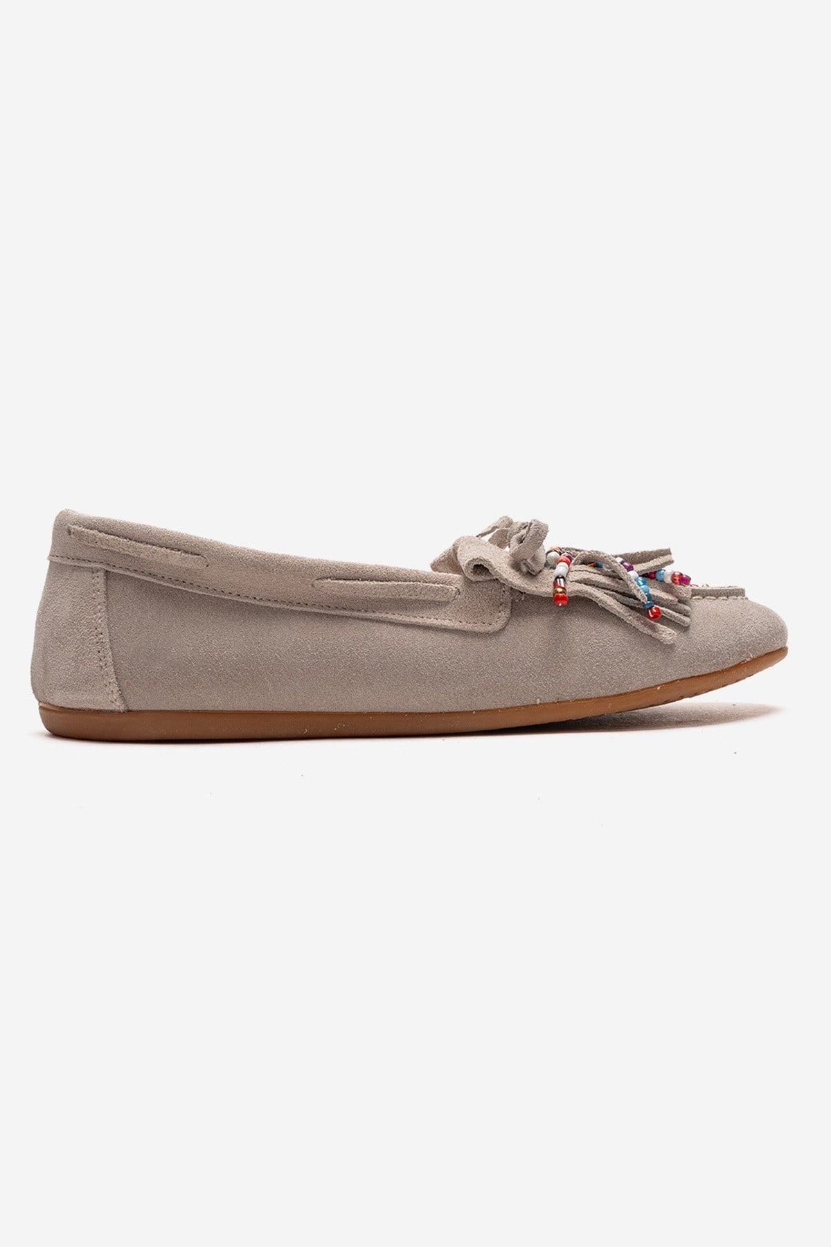 EVELYN - Beige Genuine Suede Leather Loafer (Women)