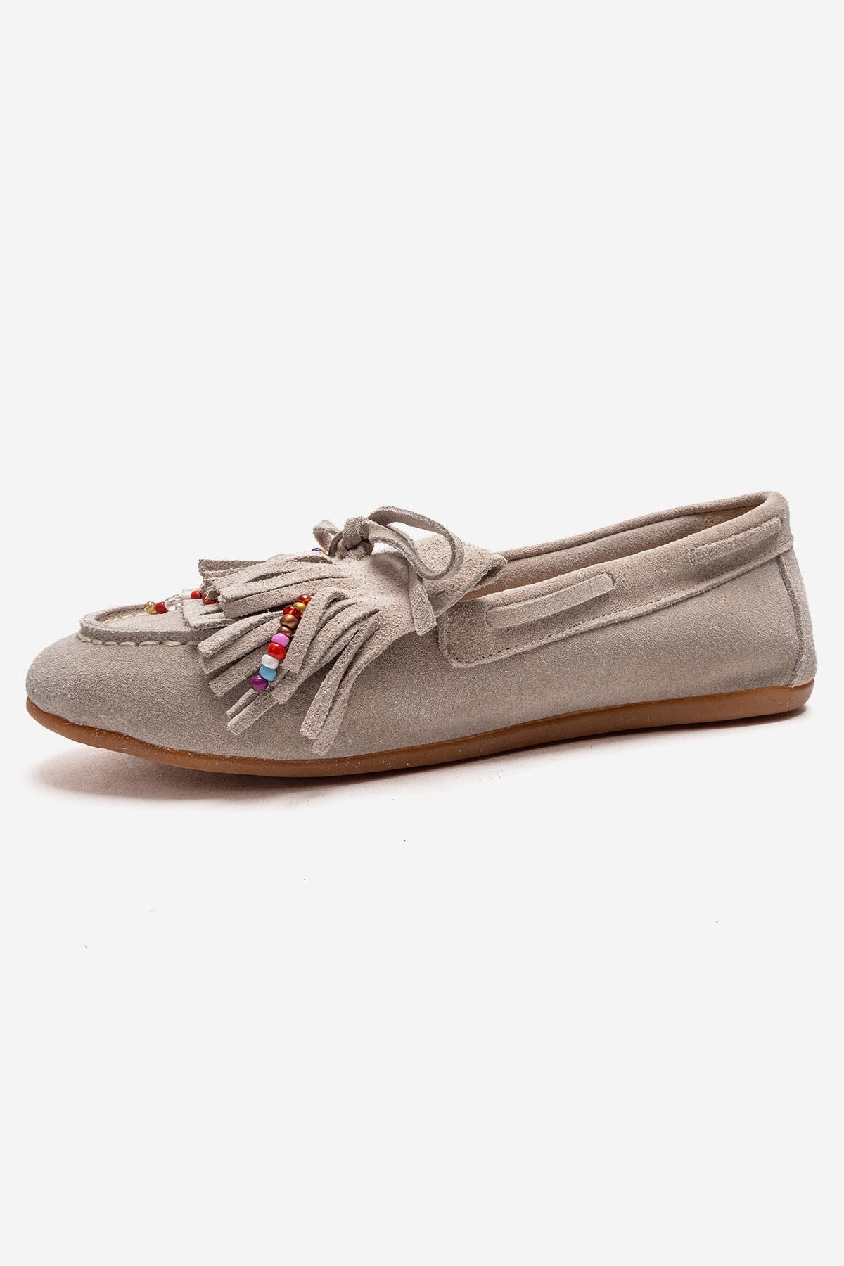 EVELYN - Beige Genuine Suede Leather Loafer (Women)