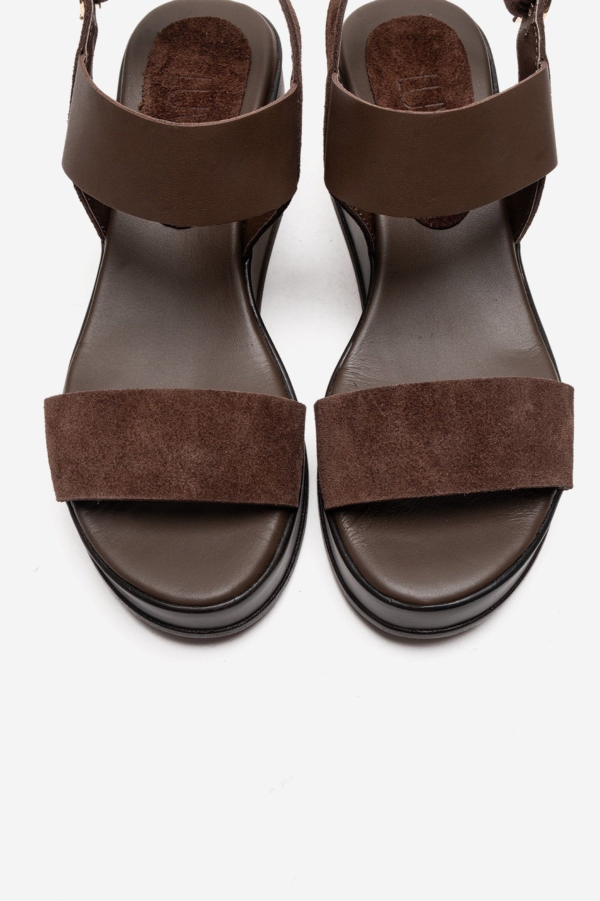 LOLANTHE - Brown Genuine Leather Wedge Sandal (Women)